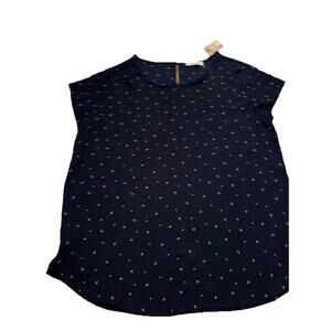 NWOT Women’s Daisy Mae Cap Sleeve Navy Blouse Size XL